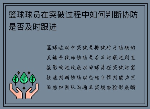 篮球球员在突破过程中如何判断协防是否及时跟进